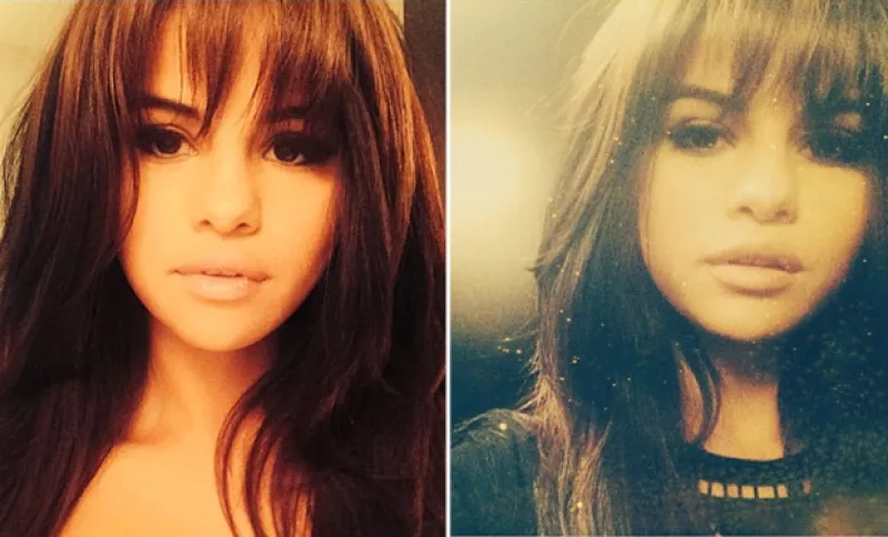 La cantante de 22 años publicó en su Instagram dos imágenes en las que presume con una sexy mirada su nuevo fleco. “Hice mi mejor esfuerzo”, escribió a pie de la imagen.