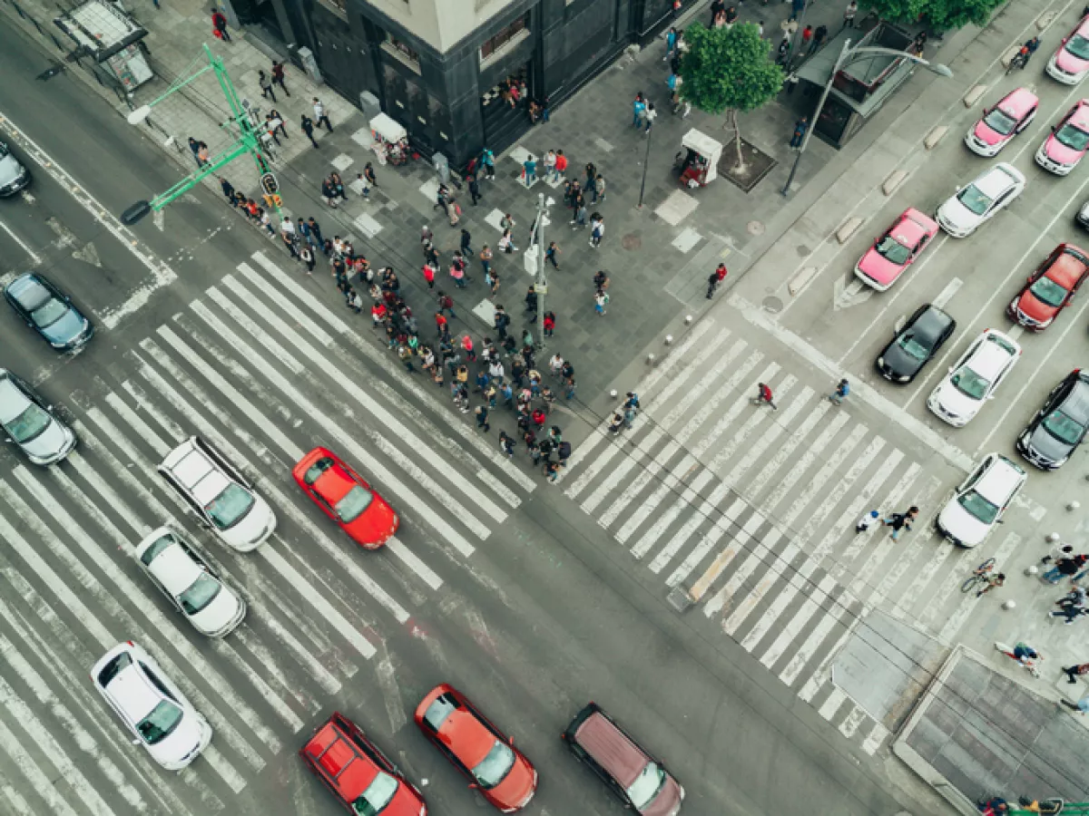 Aerial View of a Crossing in Mexico City