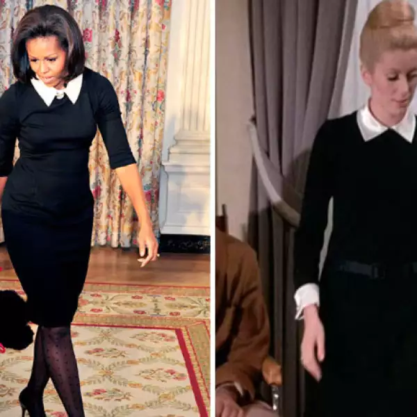 El `Little Black Dress´ con cuello blanco creado por Yves Saint Laurent vuelve con la tendencia de cuellos para esta temporada, Alexa Chung y Michelle Obama son grandes seguidoras de la tendencia.