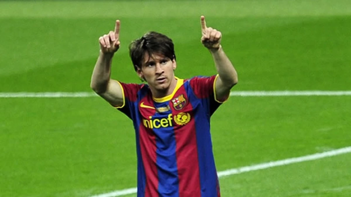 Messi festeja un gol en la final de la Liga de Campeones
