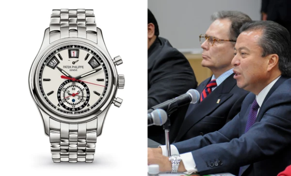 El dirigente nacional del PRI lleva a sus actividades cotidianas sus lujosos relojes.