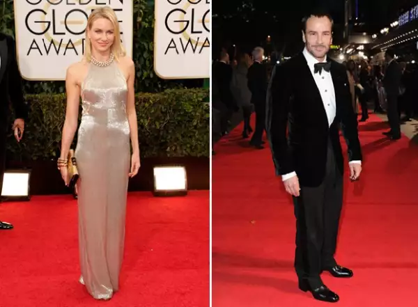 Naomi Watts con el Tom Ford que usó la noche de los Golden Globe 2014. Derecha: Tom Ford.