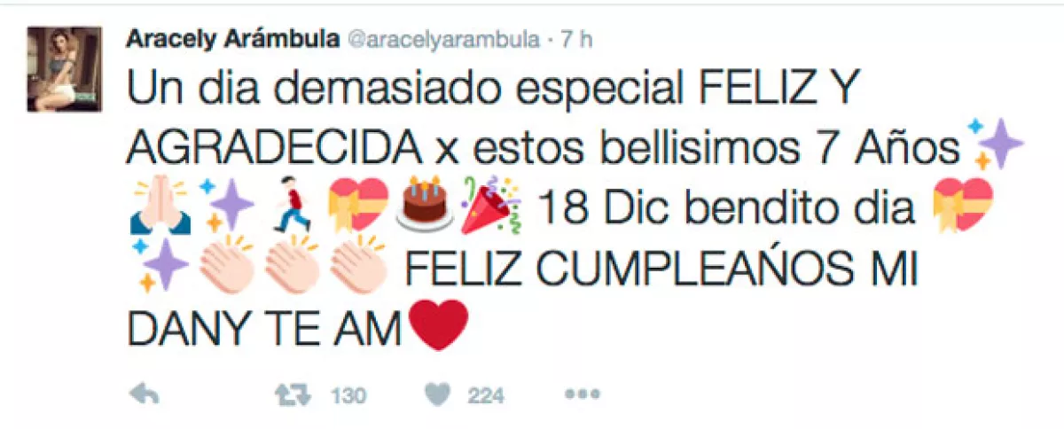 Con este tuit, Aracely felicitó a su hijo menor.
