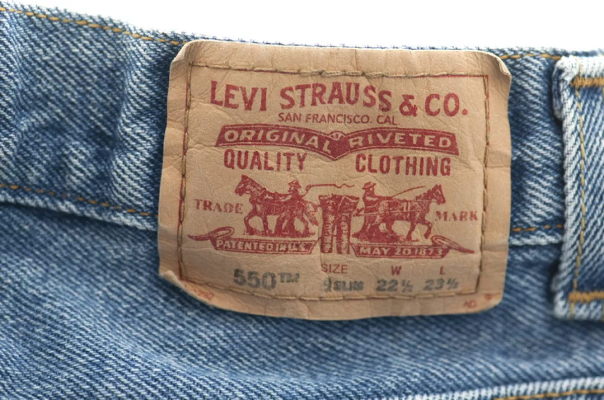 Levi Strauss and Company label on blue jeans