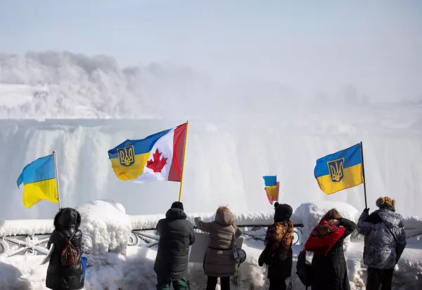 People rally in support of Ukraine, in Niagara Falls