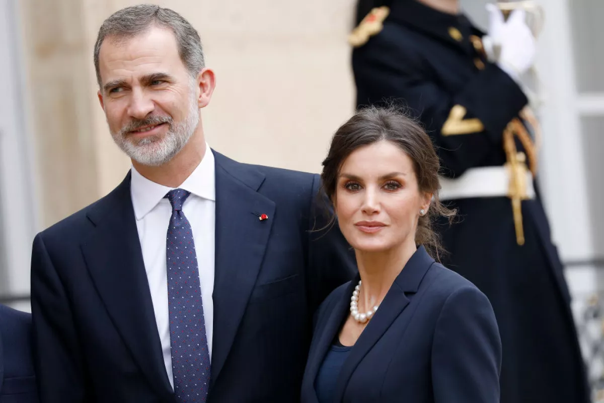 King Felipe and Queen Letizia Of Spain Are Receive By President And Brigitte Macron
