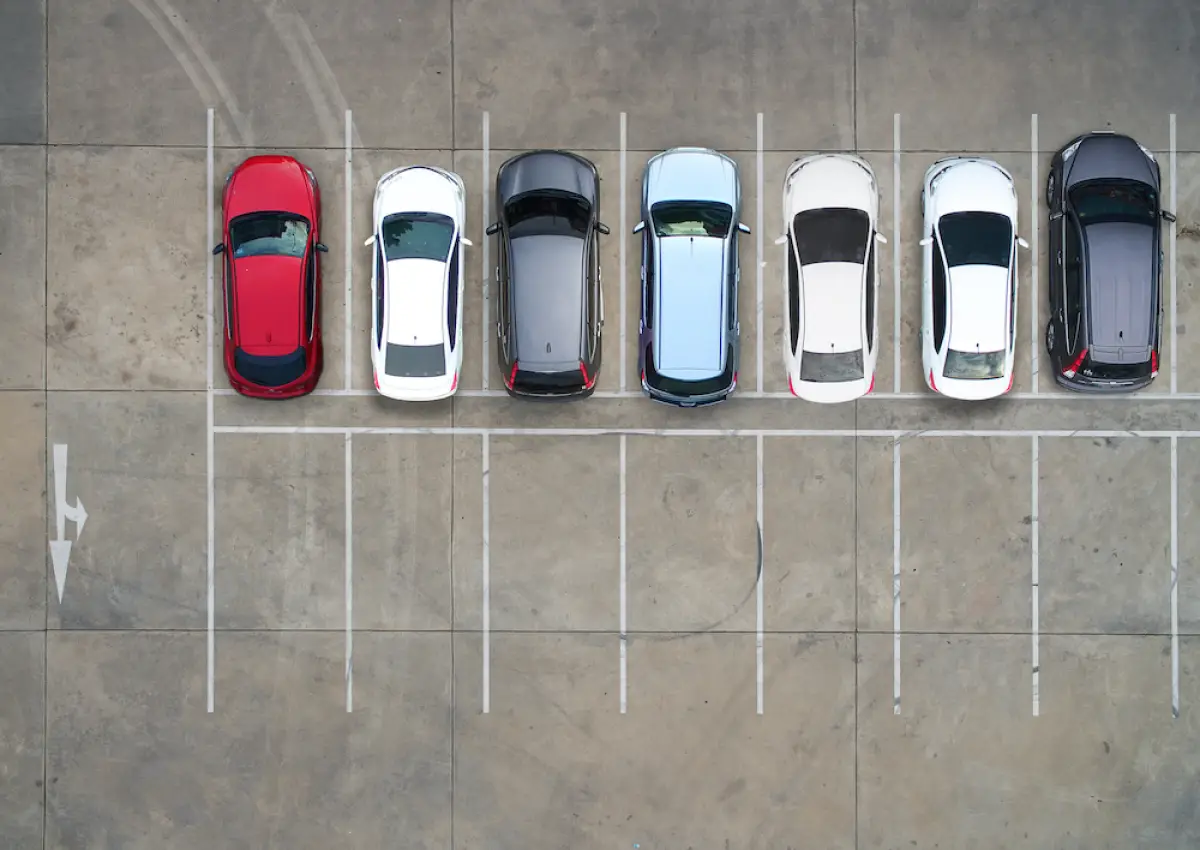 Empty parking lots, aerial view.