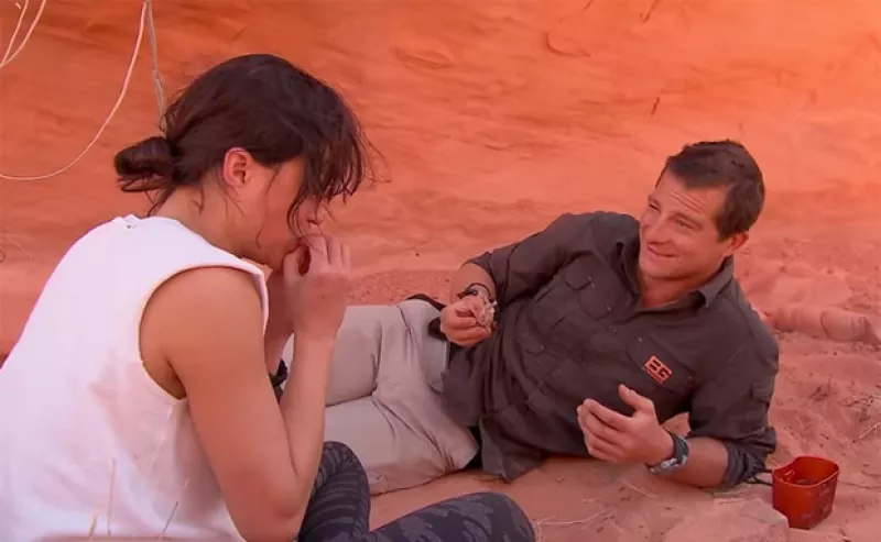 La actriz fue forzada a probar una desagradable “comida” en un episodio de Running Wild With Bear Grylls.