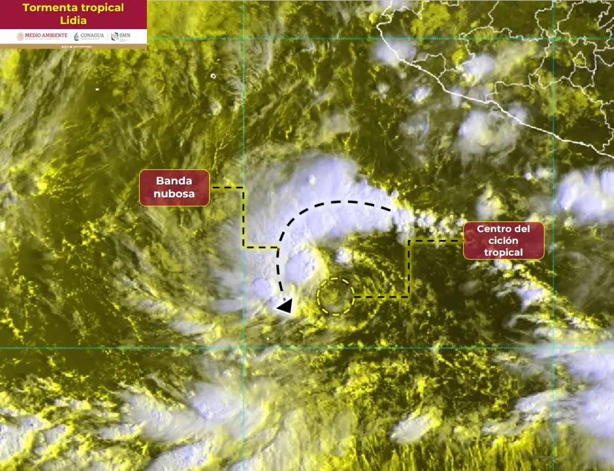Tormenta tropical Lidia trayectoria