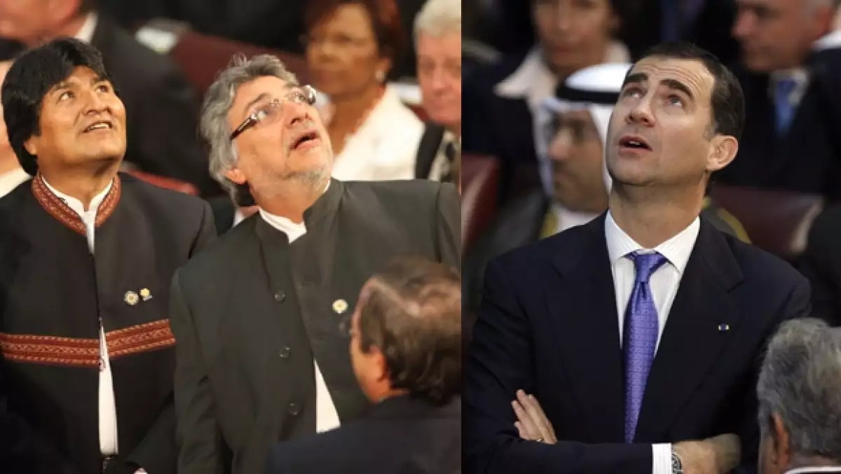 Poco antes de la toma de posesión de Sebastián Piñera como el nuevo presidente de Chile, un temblor puso en alerta a algunos presentes, como al príncipe Felipe, a Evo Morales y Fernando Lugo.