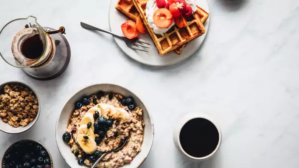 Healthy and tasty breakfast on table