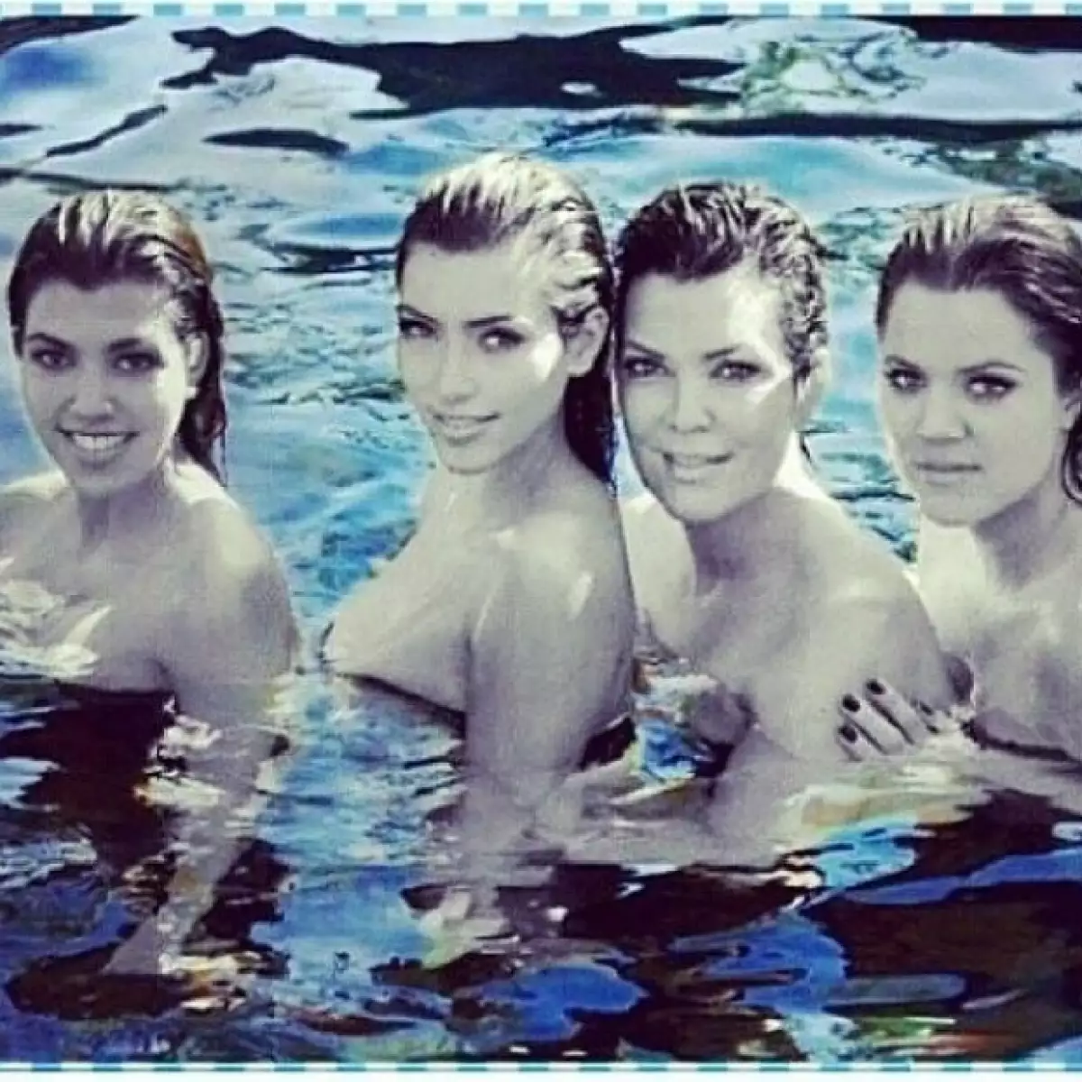 La madre del clan Kardashian dice extrañar a sus famosas hijas y lo expresó con una fotografía en el agua donde aparece con Kim, Kourtney y Khloé en una imagen muy atrevida.