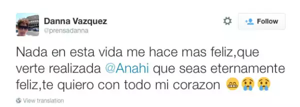Danna Vázquez también felicitó a Anahí.