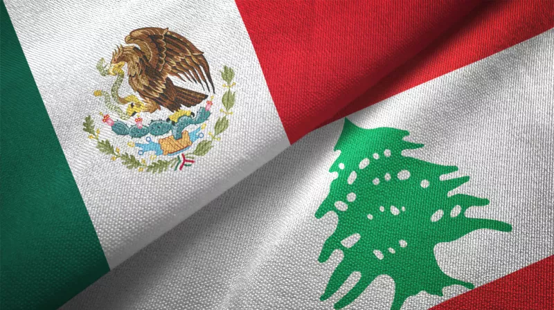 Líbano y México bandera juntos relaciones textil tela textura de tela