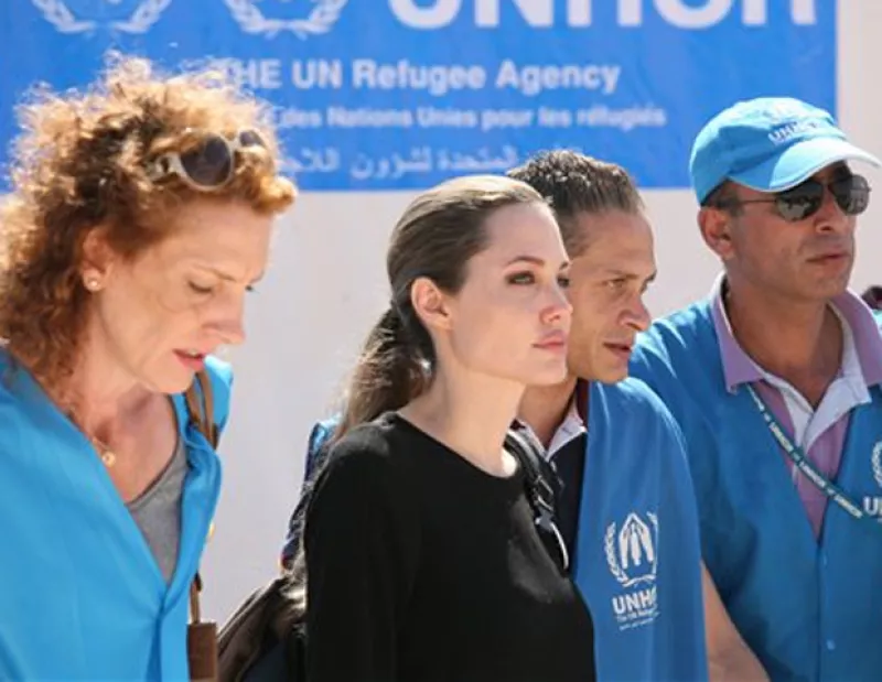La estrella de Hollywood, enviada especial de la agencia para los refugiados de las Naciones Unidas, habló tras reunirse con un grupo de mujeres refugiadas en el campamento Zatari.