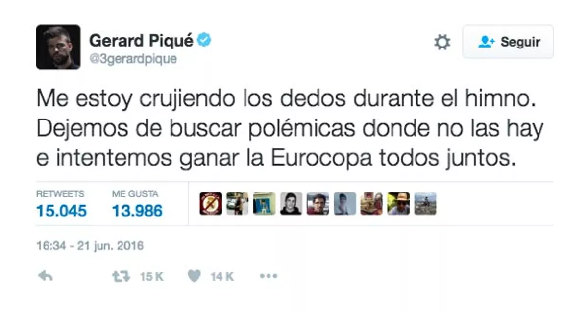 Este fue el tuit con el que Piqué se defendió.