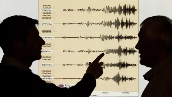 Sismólogos del British Geological Survey señalan el momento exacto en que el terremoto se registró.