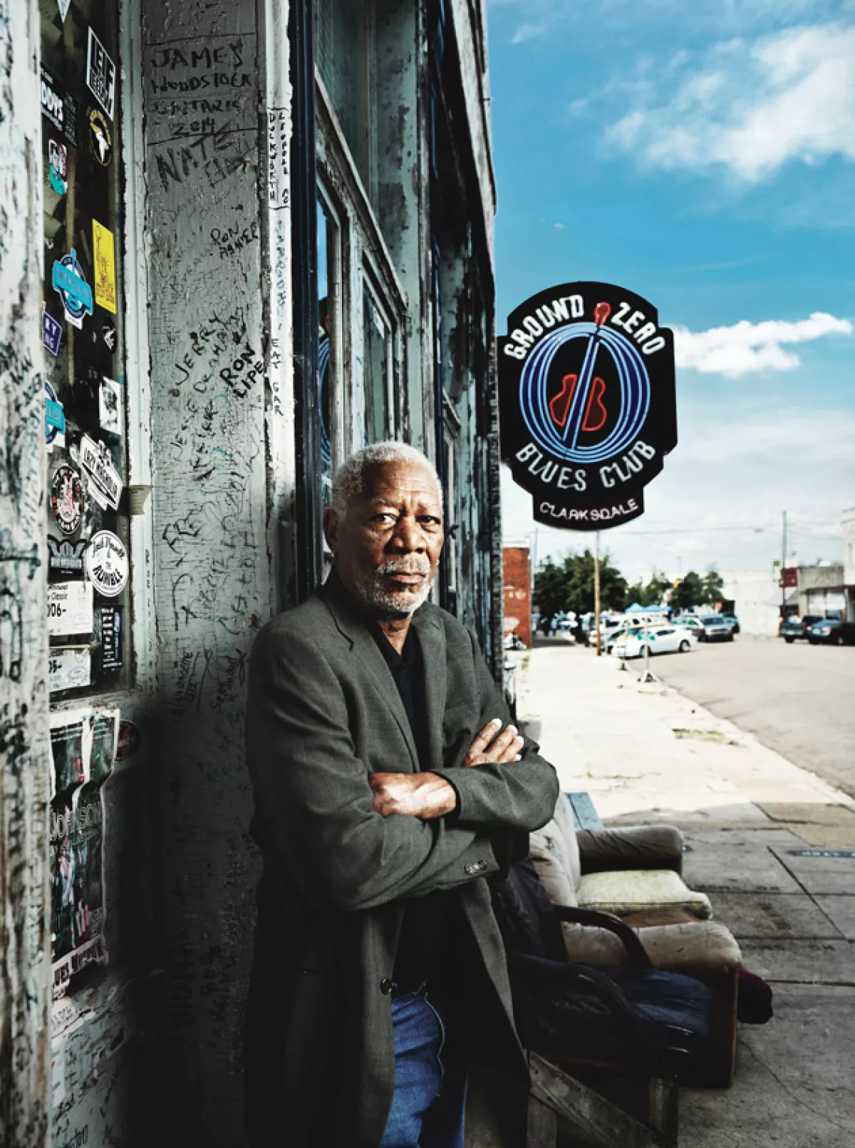 Morgan Freeman en las afueras de Ground Zero