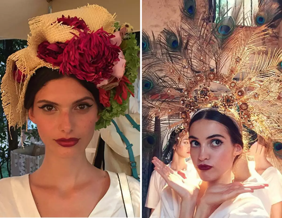 La colección de Alta Moda presentó tocados oversize con diferentes materiales.