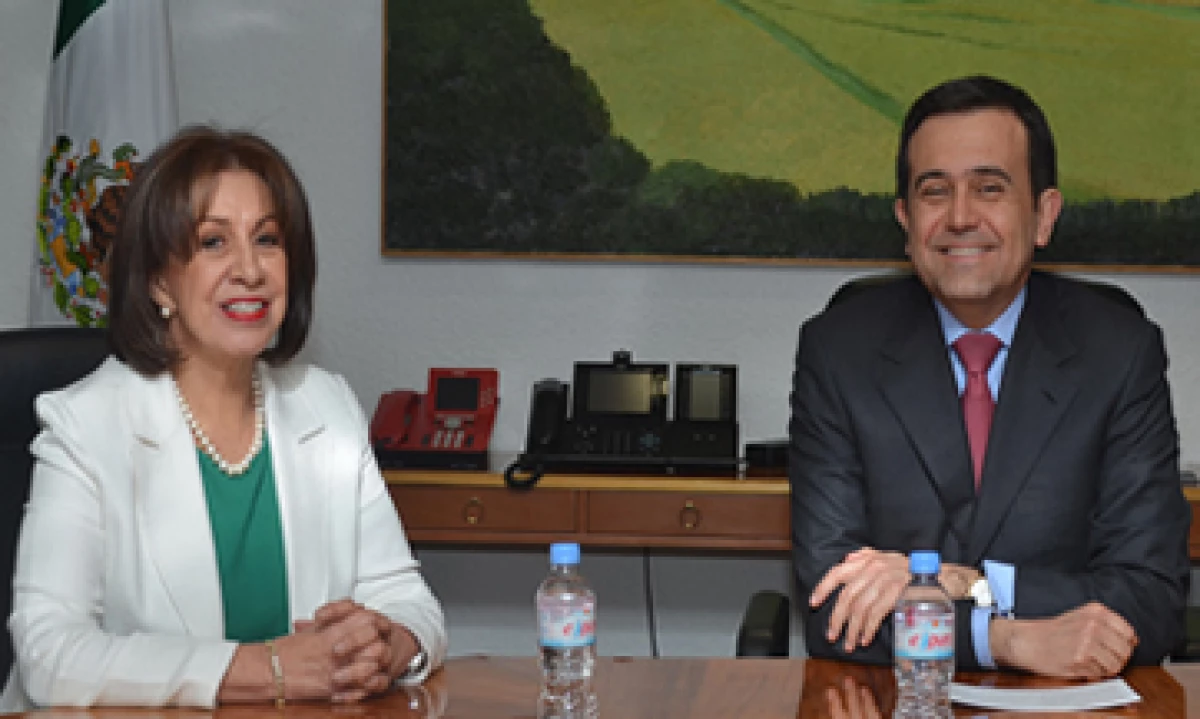 El titular de Economía, Ildefonso Guajardo (der), anunció el nombramiento de Rocío Ruiz Chávez como subsecretaria de Competitividad. (Foto: tomada de la Secretaría de Economía)