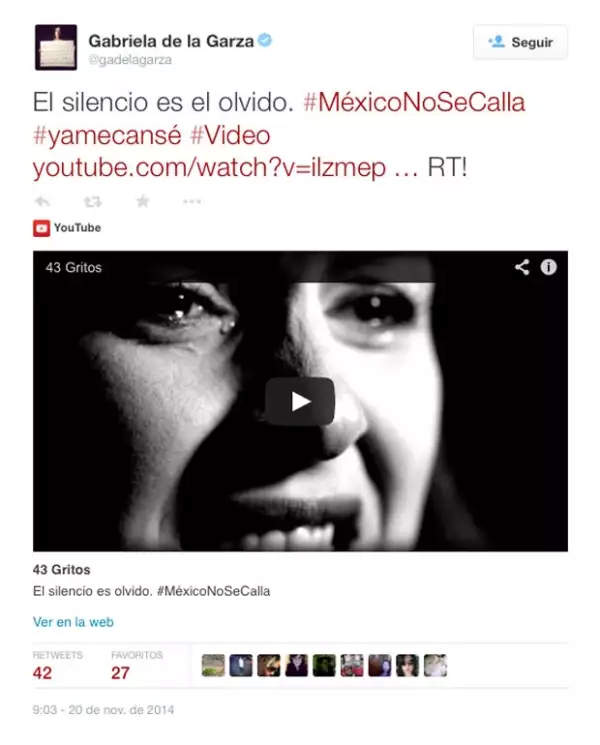 Gabriela de la Garza ha mostrado su inconformismo con varias publicaciones en su Twitter, por lo que a través del video invita a no callar.