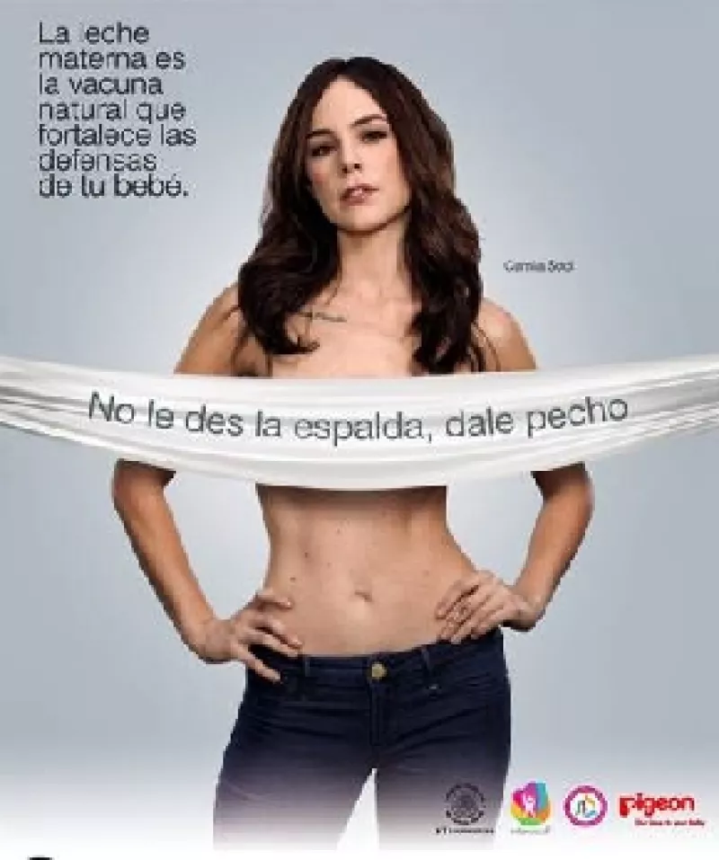 La actriz mexicana expresó su desacuerdo por el hecho de promover la lactancia materna en la campaña  "No les Des la Espalda, Dales Pecho" a través de imágenes de mujeres con "cirugías estéticas".