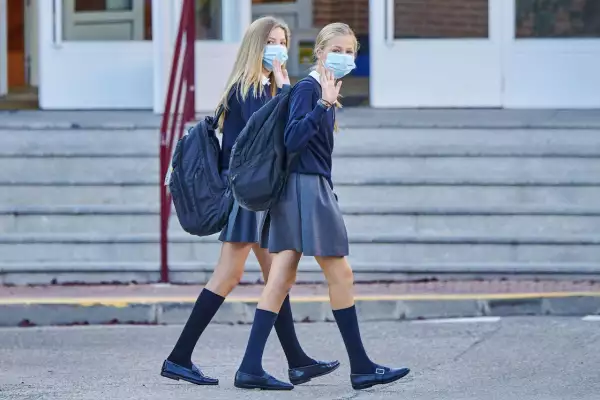 Princess Leonor and Princess Sofia arrive at 'Santa Maria de los Rosales' school, Madrid, Spain - 11 Sep 2020