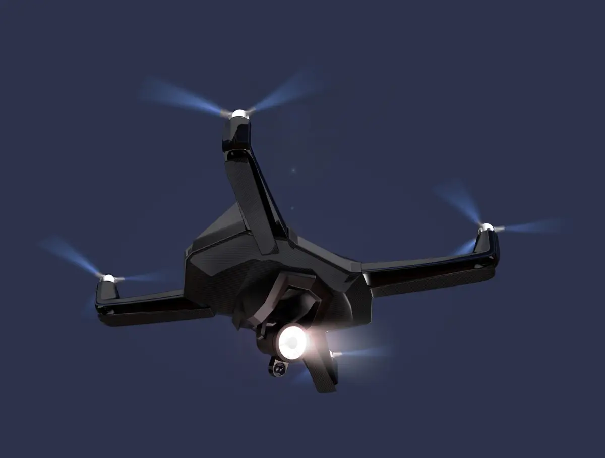 dron volando en la noche