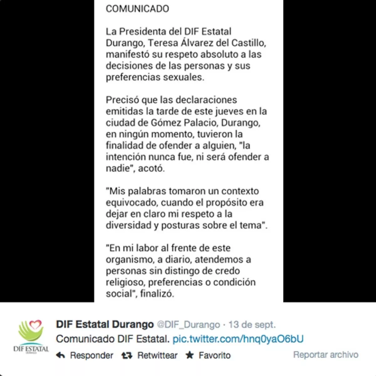 El mensaje fue publicado por la cuenta del DIF estatal.