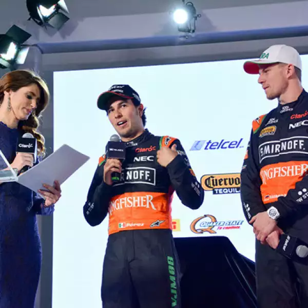 María José Rojas,Checo Pérez y Nico Hulkenberg.