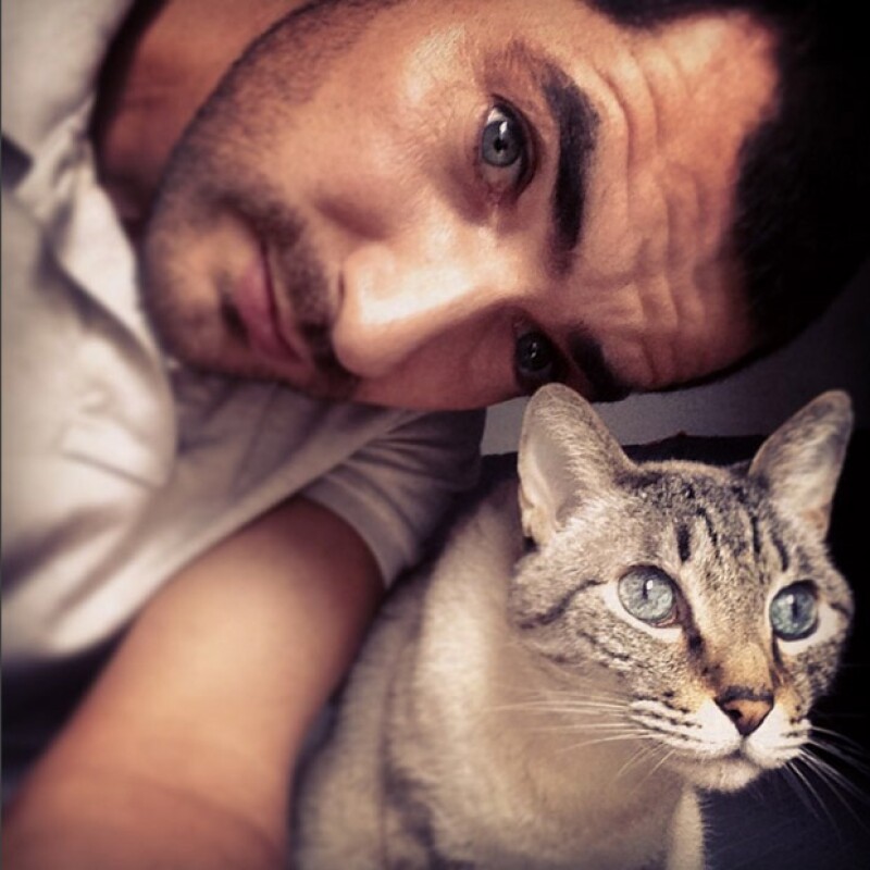 Manuel Balbi en un momento de descanso con su querido gato Bruno.