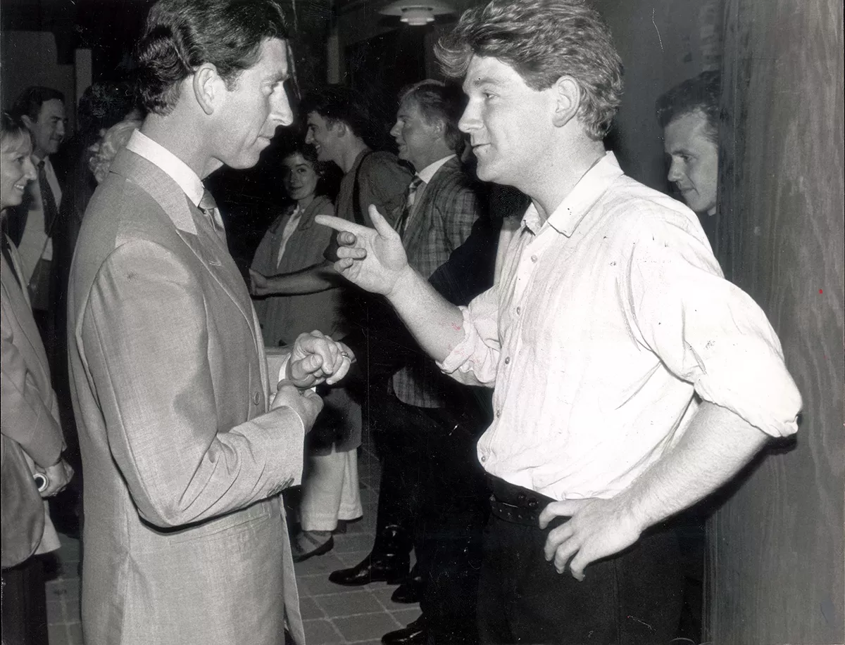 Prince Of Wales - August 1988 Kenneth Branagh As Hamlet With Prince Charles After The First Night. Prince Charles Came To See His Band Of Strolling Players Perform Hamlet At Elisinore Castle In Denmark And Although The Wind Was Eager And The Seats Ha