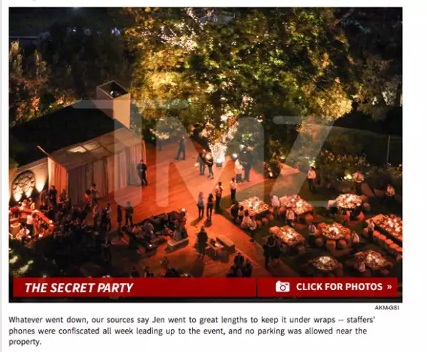 También el portal ha proporcionado una captura aérea de la fiesta de Jennifer y Justin en su mansión de Bel Air.