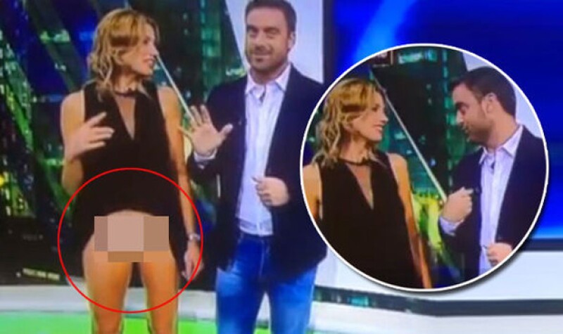 Alina Moine, de Santa Fe, Argentina, sufrió un momento súper incómodo cuando estaba hablando de los juegos olímpicos en Río de Janeiro y levantó su vestido sin darse cuenta.