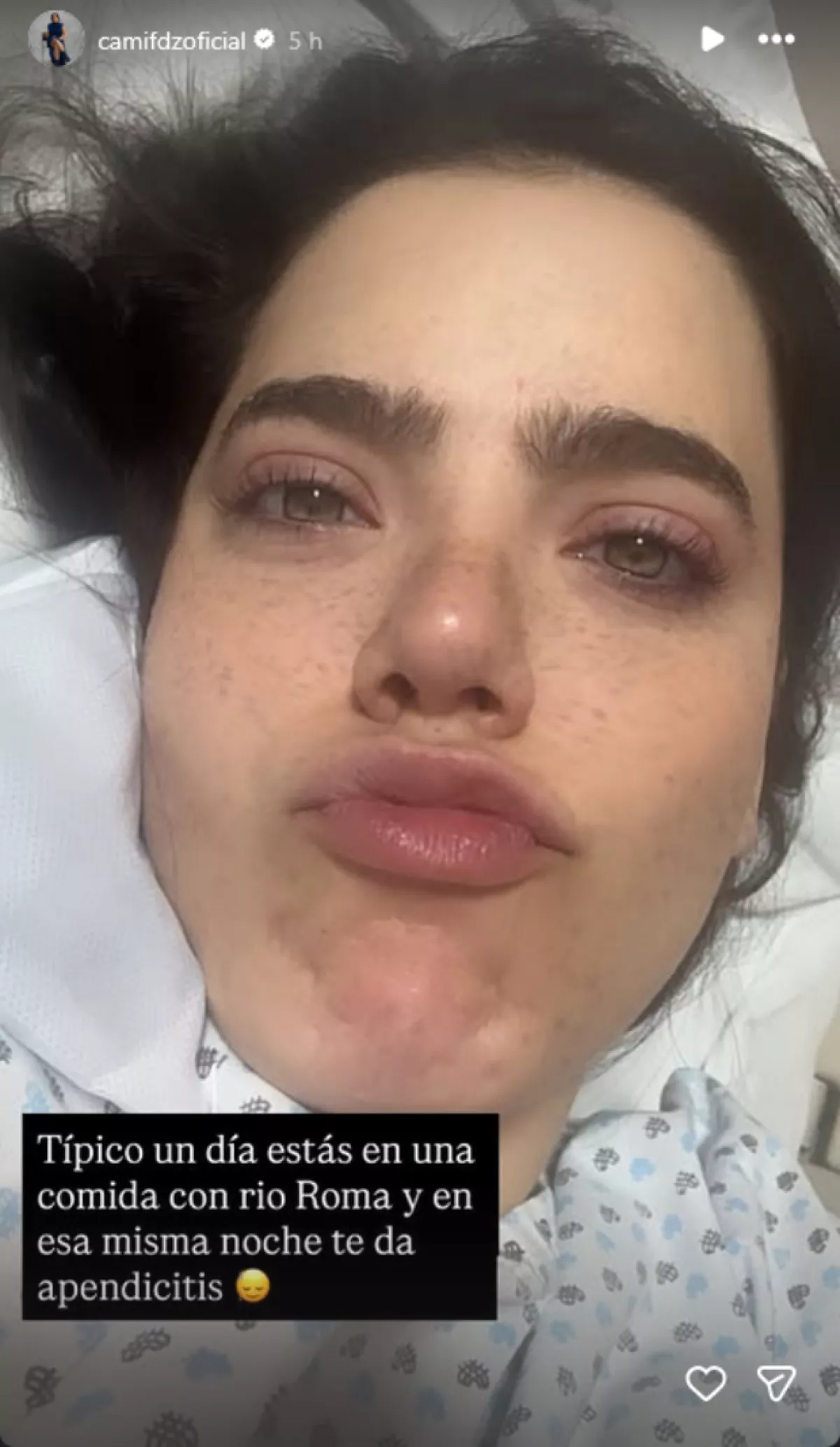 Camila Fernández hospitalizada de emergencia por un caso de apendicitis