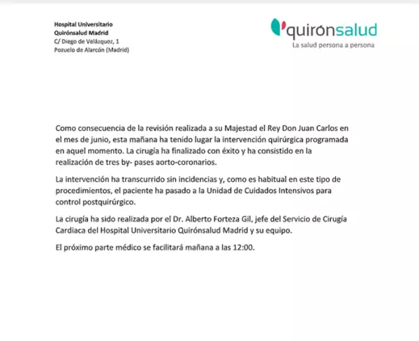 Parte médico Juan Carlos I