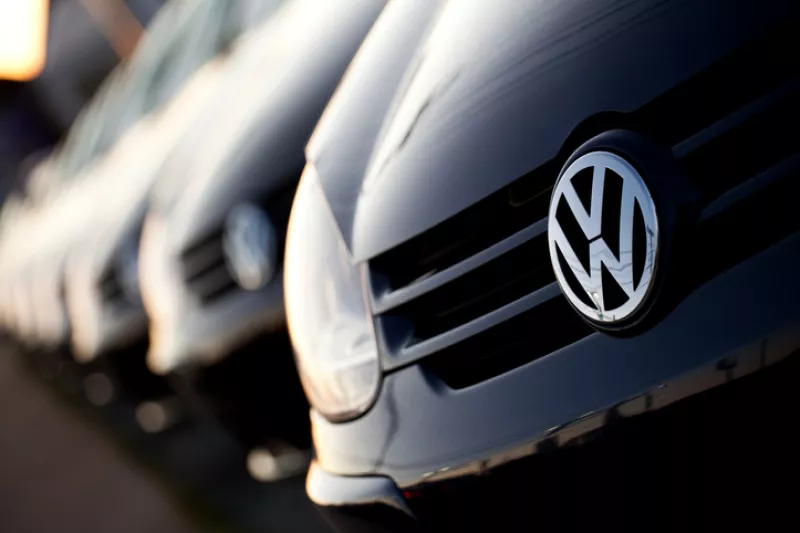 Row of new Volkswagens at dealership