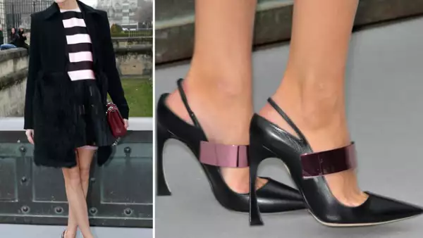 Muy ad´hoc para la ocasión Olivia asistió con un par de stilettos Dior al desfile de la firma.