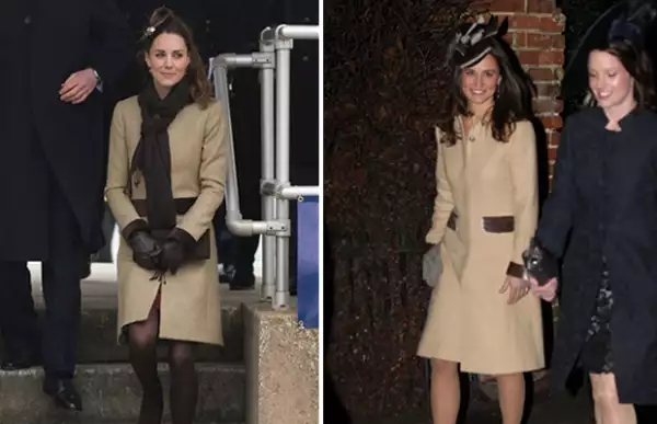 Kate y Pippa con el mismo abrigo Katherine Hooker.