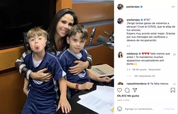 Paola Rojas y sus hijos Paulo y Leonardo