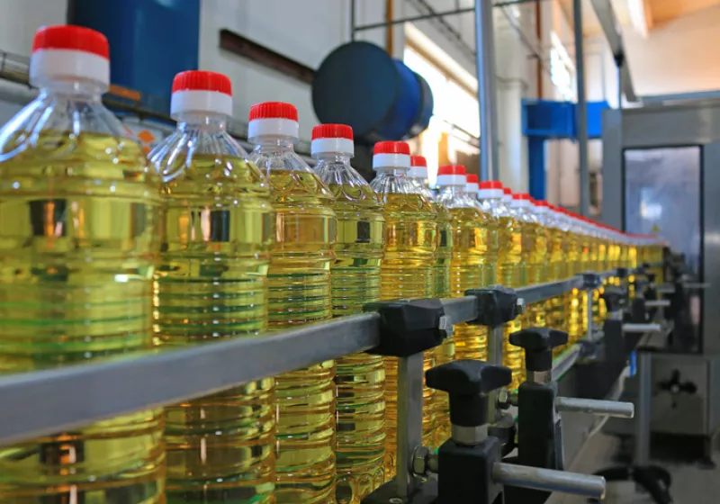 Sunflower oil in the bottle