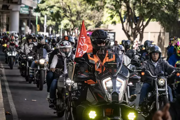 Foto del contingente de motos durante una edición pasada de la  rodada "Pasión por la Seguridad”.