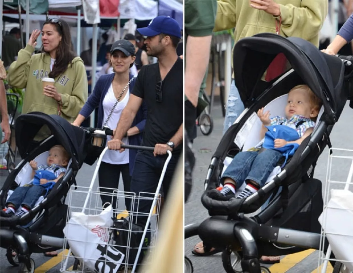 Natalie con su hijo Aleph.