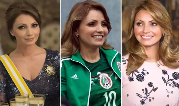 La primera imagen corresponde a la visita que realizaron Peña Nieto y Rivera a Don Juan Carlos y Doña Sofía de España el 10 de junio pasado. La segunda fue tomada durante el partido de México contra Croacia el 23 de junio. La tercera imagen corresponde al look actual de la esposa del presidente.