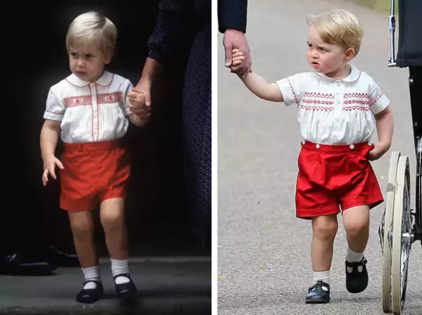 Baby George ha sido vestido igual a su papá, el príncipe William, en más de una ocasión.