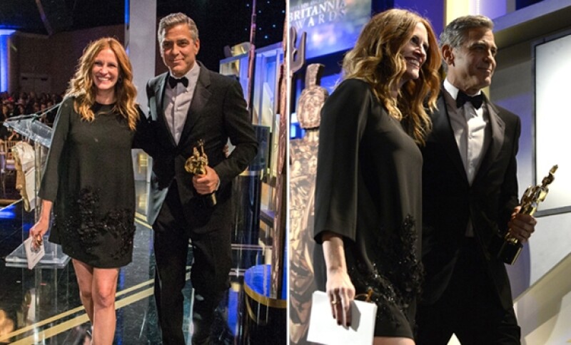 Julia se presentó en noviembre pasado en la entrega de premios BAFTA. En la imagen junto a George Clooney.
