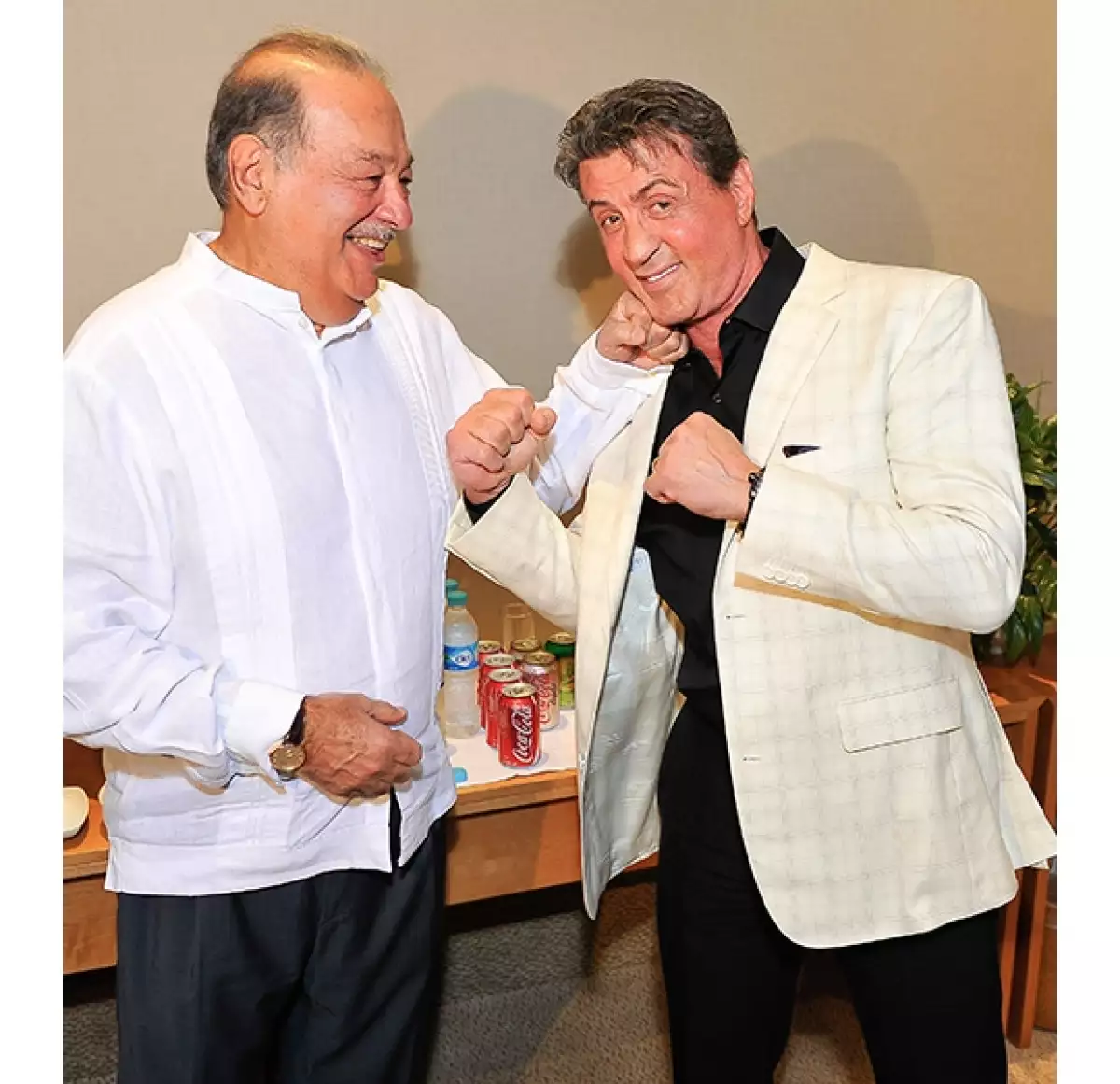 El empresario y el actor bromearon en algunas fotografías, haciendo alusión a Rocky.