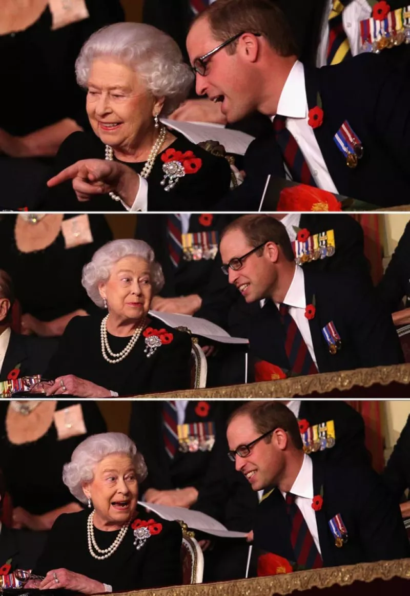Durante el Festival of Remembrance, la monarca de Inglaterra se dejó ver acompañada por su nieto, quien mientras conversaba con ella logró hacerla sonreír, cosa que en pocas ocasiones sucede.