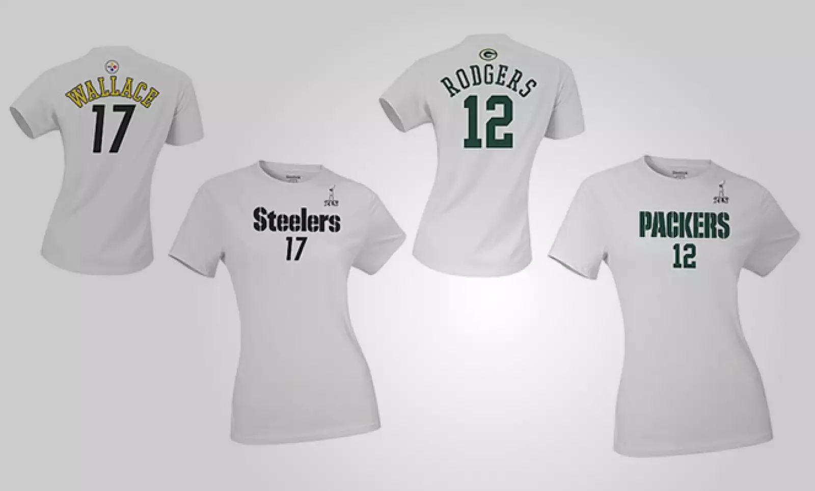 Para ellas, este diseño estilizado de playeras con el nombre de figuras importantes de los dos equipos al anverso. Precio: 34 dólares.