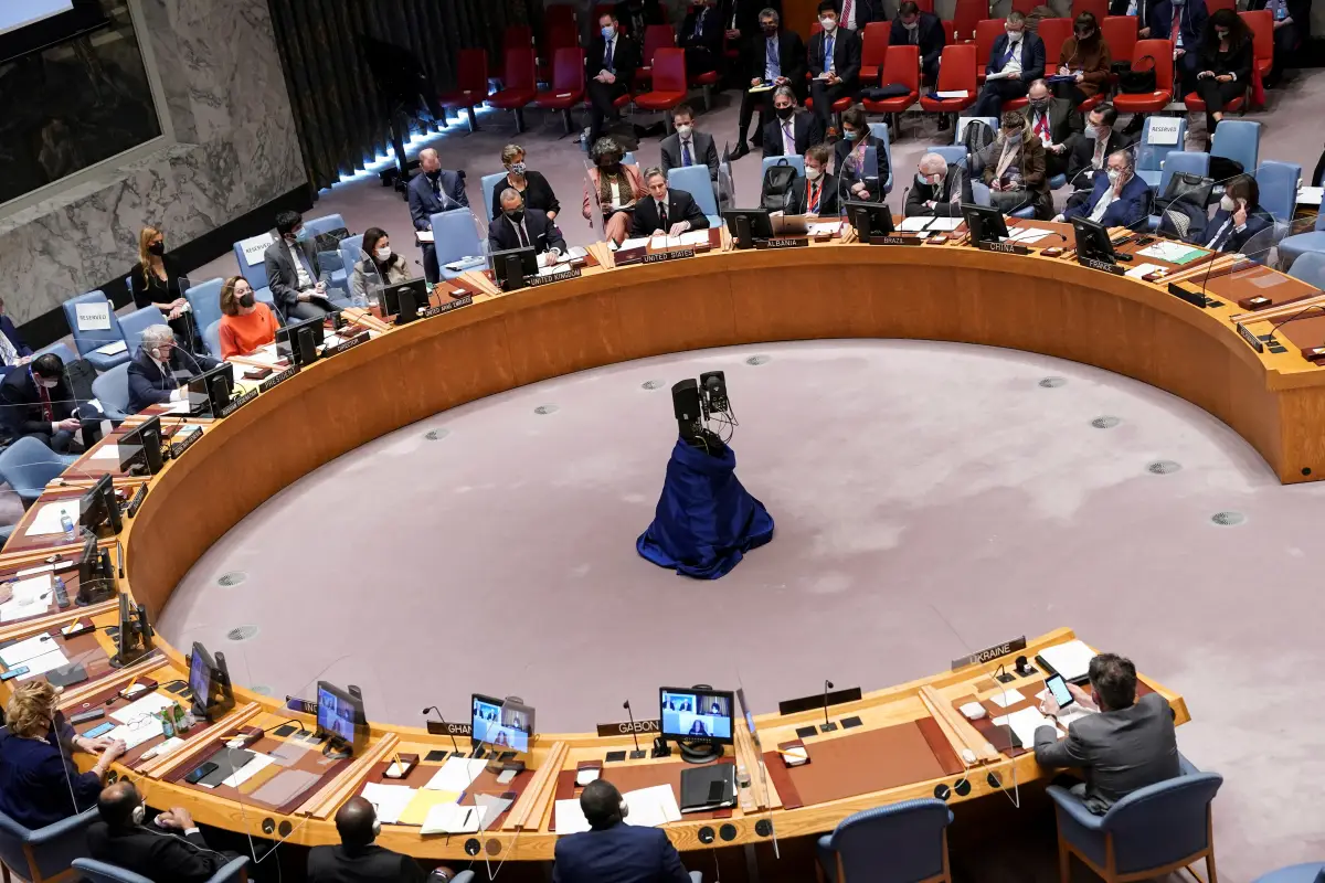 Una vista general del encuentro del Consejo de Seguridad de Naciones Unidas sobre la situación entre Rusia y Ucrania. 